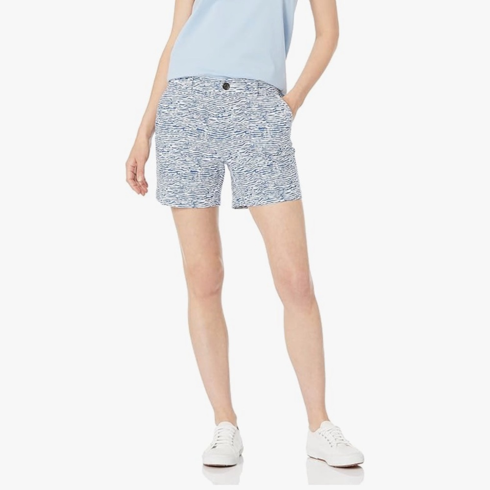 Blue and White Patterned Shorts